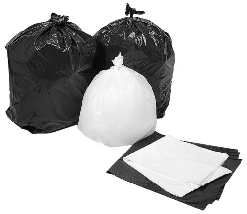 black and clear refuse sacks and bin liners